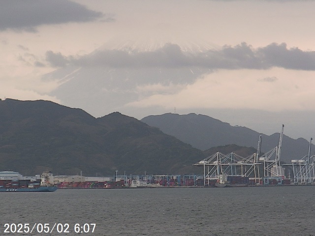 Mt. Fuji seen from Shimizu. 