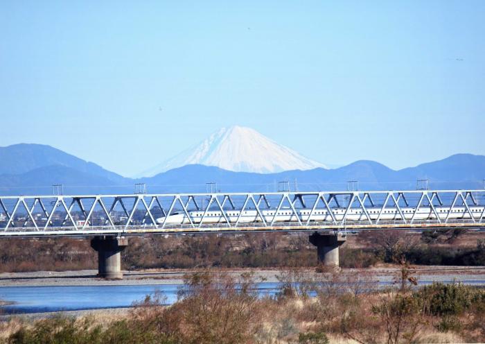 写真：天竜川右岸　新幹線鉄橋南側河原