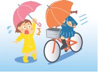 イラスト：傘差し運転