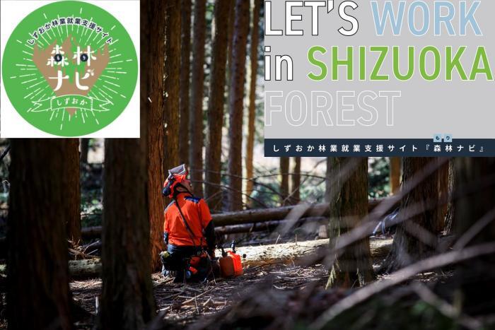 チラシの写真：しずおか林業就業支援サイト　森林ナビ