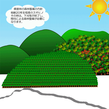 イラスト：森林整備GIFアニメ