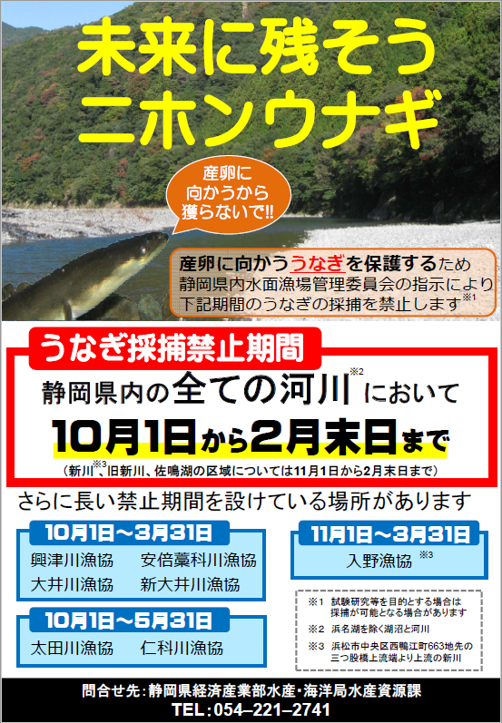 うなぎの採捕禁止を示すポスター画像