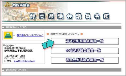 画面：静岡県議会議員名鑑