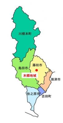 地図：藤枝市本郷地域