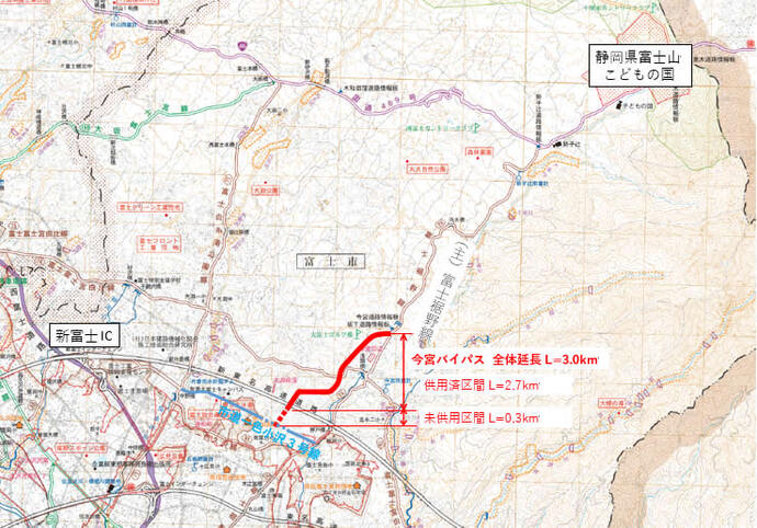 画像：（主）富士裾野線道路改築事業地図