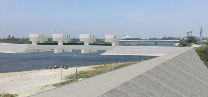 イラスト：馬込川水門完成イメージ（下流側から）