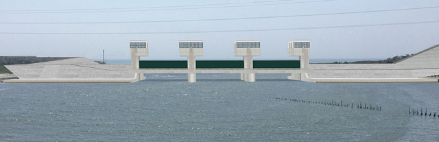 イラスト：馬込川水門完成イメージ（開門状態）