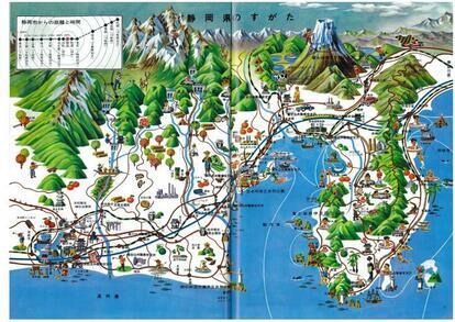 地図：静岡県全体の観光地等を記載