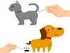 イラスト：猫と犬から便を採取している様子