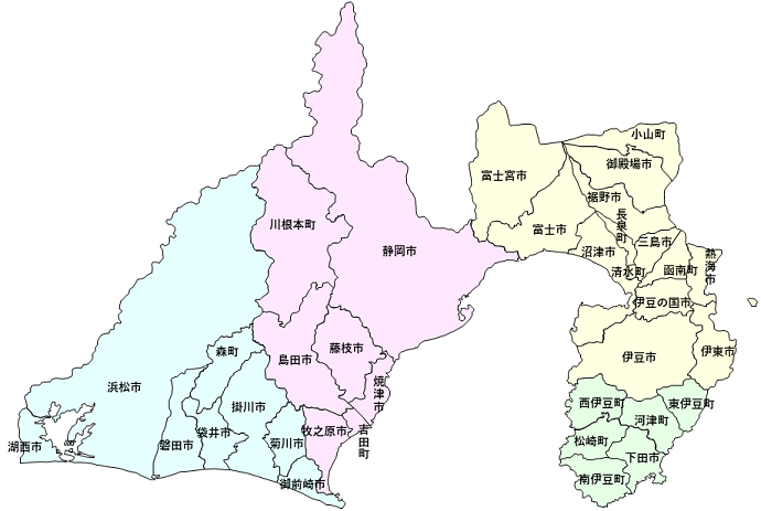 静岡県の市町地図