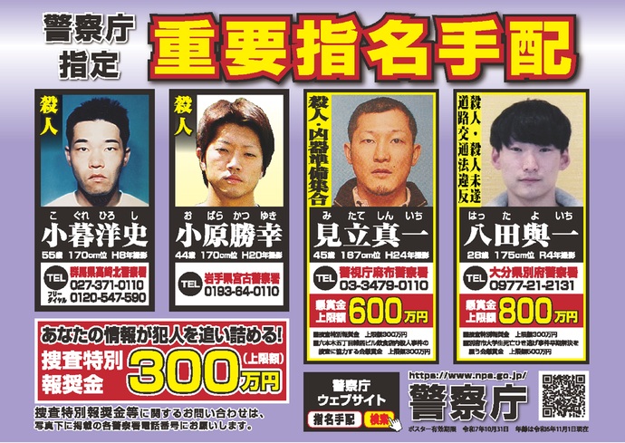 イラスト：警察庁指定重要指名手配被疑者