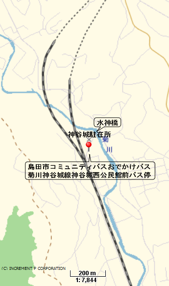 地図：神谷城駐在所周辺を目印とした案内図
