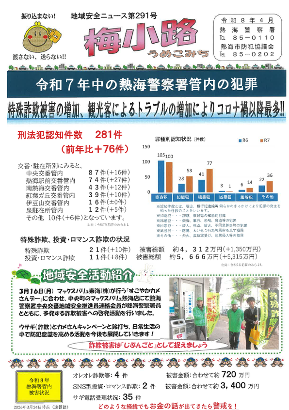チラシ：地域安全ニュース「梅小路」第291号