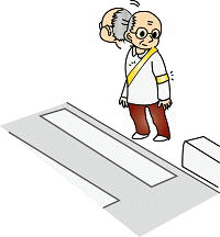 イラスト：高齢者が横断前に左右を確認している様子