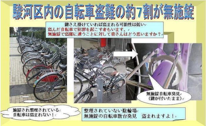 チラシ：自転車盗難、多くは無施錠