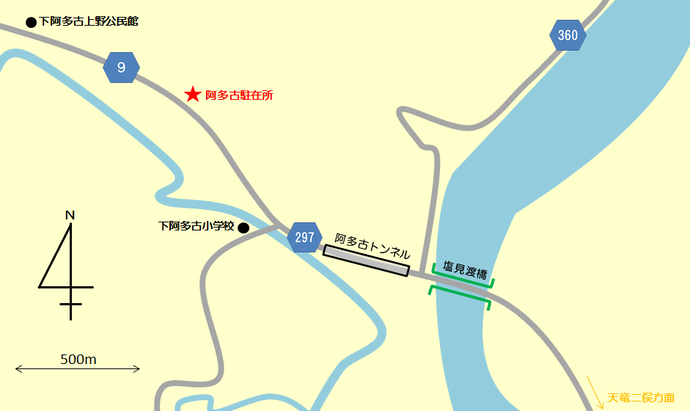 地図：阿多古駐在所への案内図