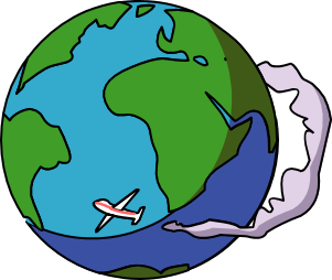 イラスト：地球と飛行機