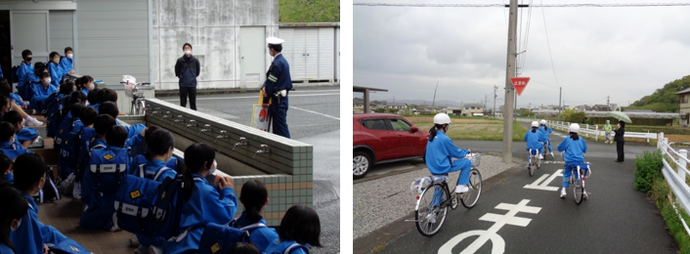 写真：庄内中学校自転車交通教室