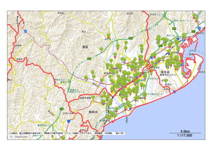 静岡市葵区地図(横)