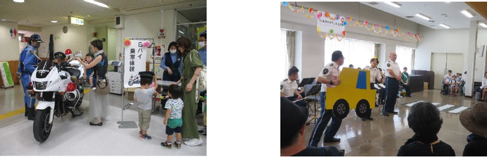 静岡中央署員による警察広報ブースの展示とともに、音楽隊の演奏をおこないました♪