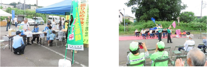 裾野署員による警察広報ブースの展示とともに、音楽隊の演奏をおこないました♪