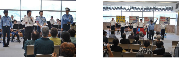 音楽隊の演奏の合間に、交通企画課による令和7年秋の全国交通安全運動に関する広報と、音楽隊員による交通事故防止の寸劇をおこないました♪