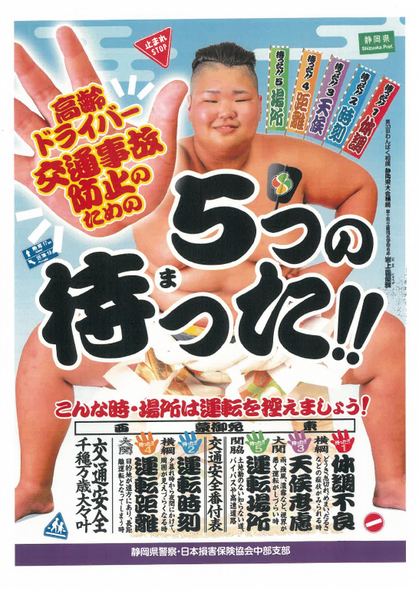 チラシ：高齢ドライバー交通事故防止のための5つの待った