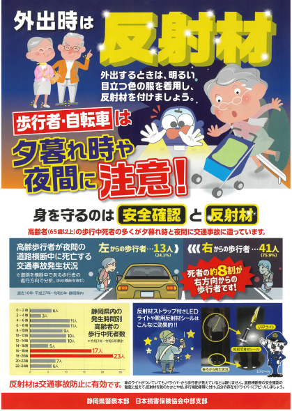 チラシ：外出時は反射材