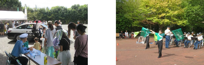 沼津署員による警察広報ブースの設置とともに、音楽隊の演奏をおこないました ♪