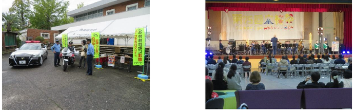 三島署員による警察広報ブースの設置とともに、音楽隊の演奏をおこないました ♪