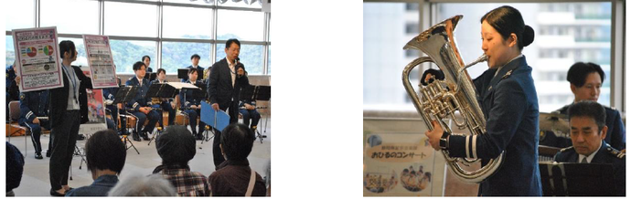 生活安全企画課員による詐欺電話被害防止講話とともに、音楽隊の演奏をおこないました ♪