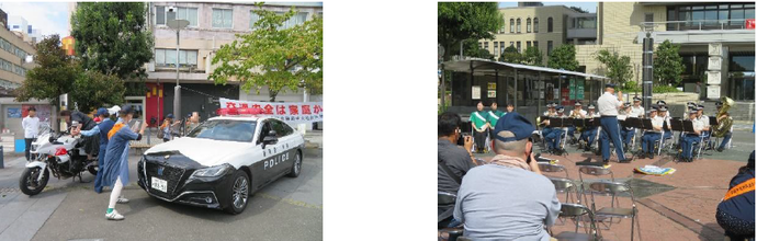 静岡中央署員による警察車両の展示・交通安全協会による体験型教室とともに、音楽隊の演奏をおこないました ♪