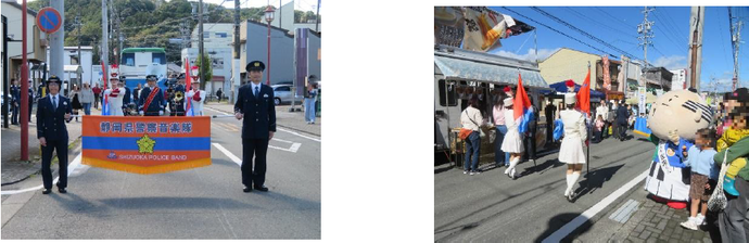天竜署員とともにパレードに参加し、地域の安全・安心を呼び掛けました ♪