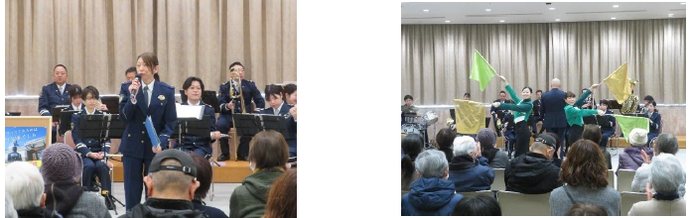 通信指令課員による110番の適正利用に関する広報とともに、音楽隊の演奏をおこないました ♪