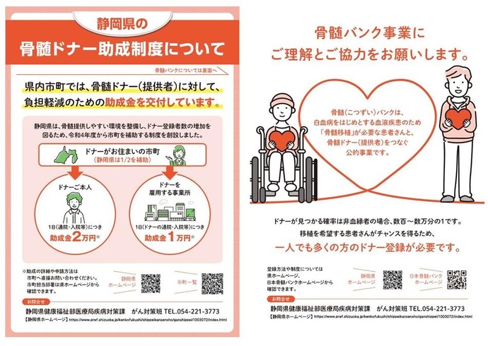 静岡県の骨髄ドナー助成制度について