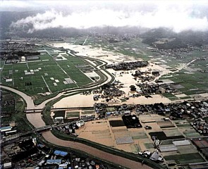 写真:田方平野の農地の浸水状況(函南町・伊豆の国市)