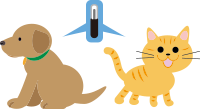 イラスト：マイクロチップが装着された犬と猫
