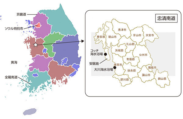 地図：韓国　忠清南道