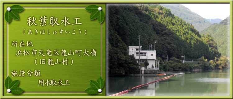 写真：秋葉取水工（あきはしゅすいこう）所在地：浜松市天竜区龍山町大嶺（旧龍山村）施設分類：用水取水工