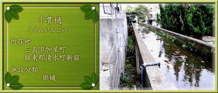 写真：千貫樋（せんがんどい）所在地：三島市加屋町、駿東郡清水町新宿 施設分類：掛樋