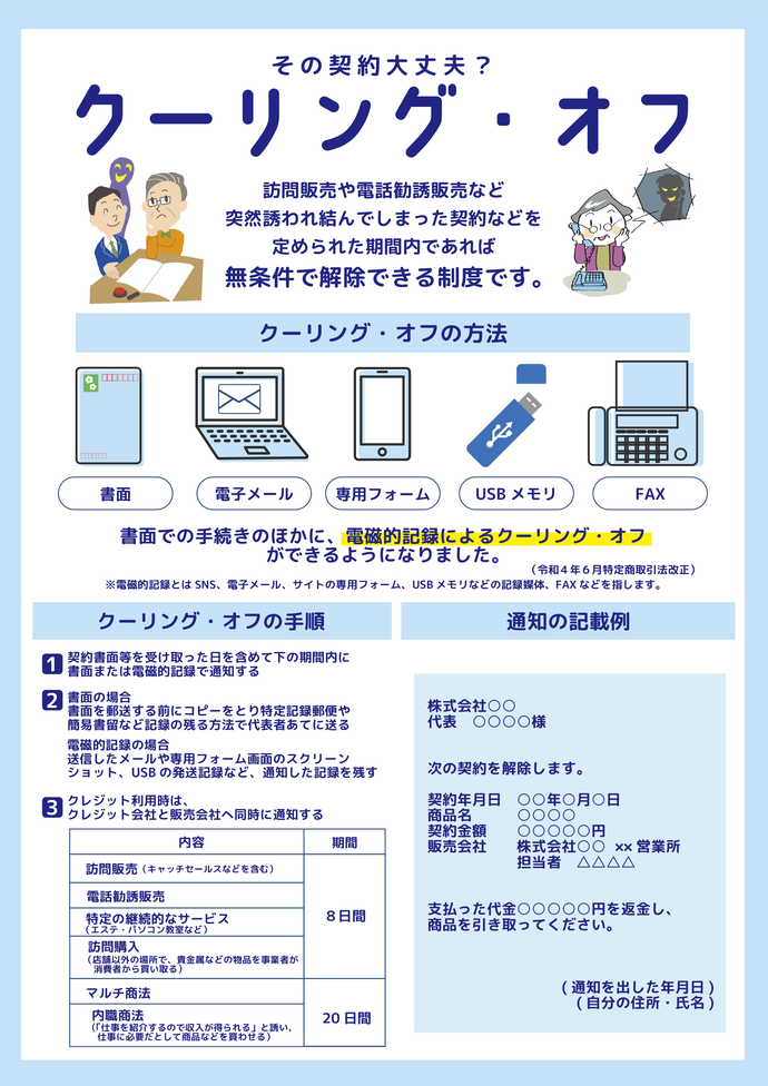 クーリング・オフ制度の周知チラシ