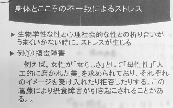 写真：身体とこころの不一致によるストレスの資料1