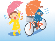 イラスト：傘差し運転