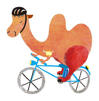 イラスト：自転車に乗るラクダ