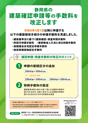 静岡県の建築確認申請等の手数料を改正します