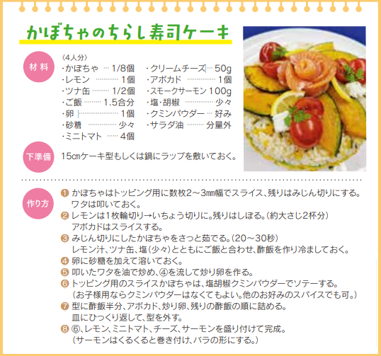 レシピの写真：かぼちゃのちらし寿司ケーキ