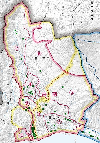 地図：岳南地域の区域図