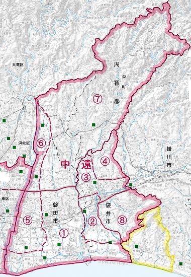 地図：中遠地域の区域図