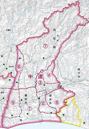 地図：中遠地域の区域図