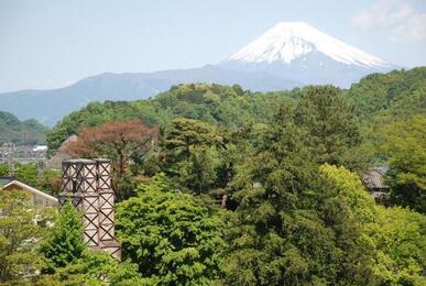 写真：反射炉と富士山